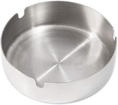 Juvale 5 Pack Stainless Steel Ashtrays - Round Patio Ashtray for Cigarettes, Indoor & Outdoor Use