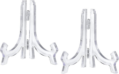 uxcell 2pcs 4.3" Easel Plate Holder, Plastic Folding Display Stand for Decorative Picture Frame