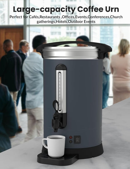 ExploreHorizon 80 Cup Commercial Coffee Urn - 12L/3.2Gal Stainless Steel Electric Coffee Maker With Double Wall Insulation, Hot Beverage & Water Dispenser for Weddings, Parties, Catering, Buffets