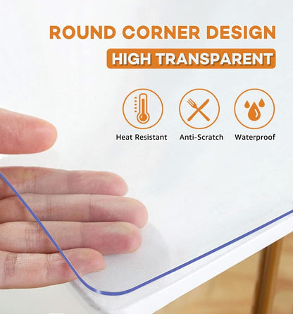 24x66 Inch 1.5mm PoPoTo Clear Desk Pad Cover Protector Dining Room Table Cover Clear Plastic Tablecloth Protector Clear
