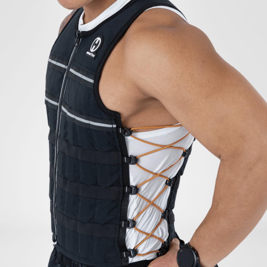 Hyperwear HyperVest ELITE Adjustable Weighted Vest for Women and Men — 10 lb Thin Steel Weights, Stretch CORDURA Fabric — Weight Vest for Walking, Running, Strength Training — Large Size, Jet Black