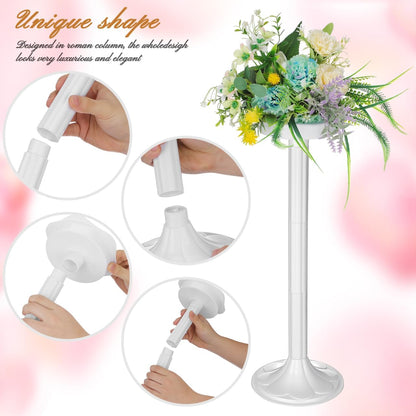 2 19.7 Inch Abaodam Pcs Wedding Flower Stand Roman Pillar, White Decorative Columns for Road Lead, Flower Arrangement