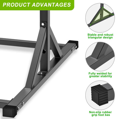 SELEWARE Adjustable Pull Up Station, Multifunction Dip Station and Multi-Grip Handles, Fully Welded, 500 lbs Capacity, Home Gym Equipment