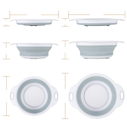 Colander Collapsible, Kitchen Strainer Colander, Collapsible Colander with Extendable Handles for Draining Veggies, Pasta,Fruit, Includes 6, 4 Quart Over the Sink Strainer Folding and 2 Quart Round