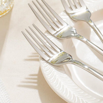 KINGSTONE 12 Piece Dinner Forks Set, 18/10 Stainless Steel Forks, Silver Food Grade Fork Set of 12, Metal Forks for Home, Kitchen, Weddings, Parties or Restaurant, Dishwasher Safe-8.18inches