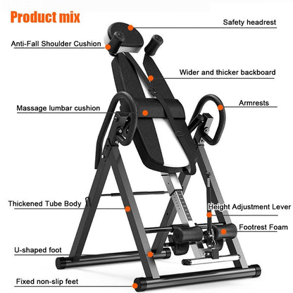 RIEJIN Inversion Table - Relieve Back Pain, 330lbs Weight Capacity for Safe and Easy Inversion Therapy - Ideal for Home and Gym Use