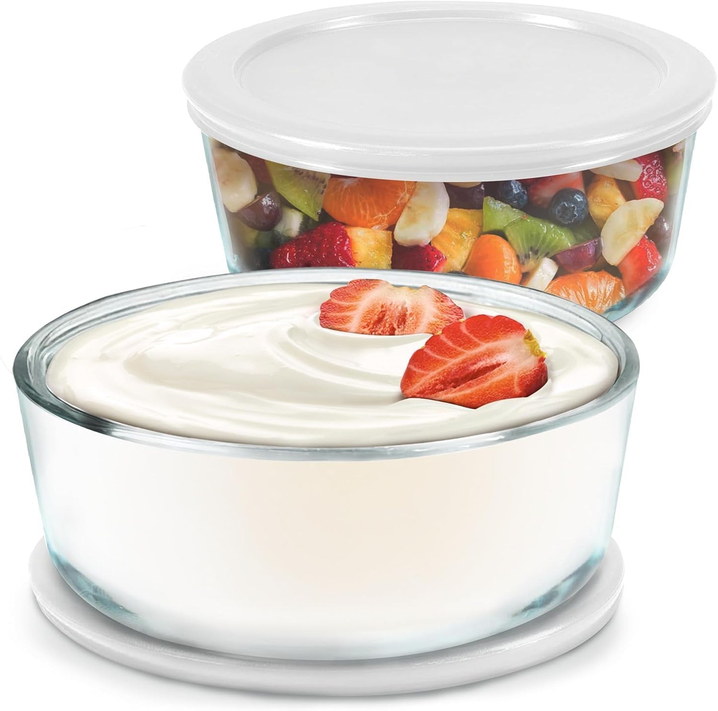 2 Pack 1-Quart (4 100% Set Ultimate Yogurt Containers - Make More Yogurt with Glass Containers Cup) - BPA Free, Durable