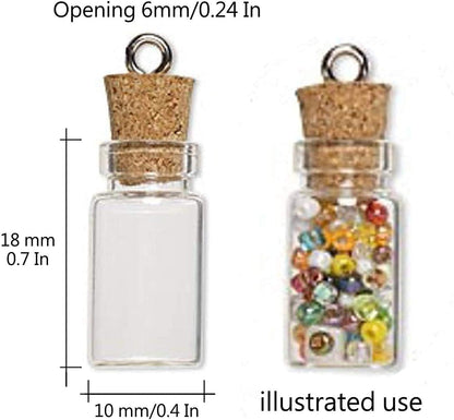 Qixivcom 120 Pcs 0.5ml Mini Cork Bottles Vials Clear Small Glass Bottles Tiny Jars with Corks Miniature Glass Bottle Charm Kit Gifts DIY Decoration Wishing Bottles Eye Screws for Pendant Arts Crafts Wedding Party Favors