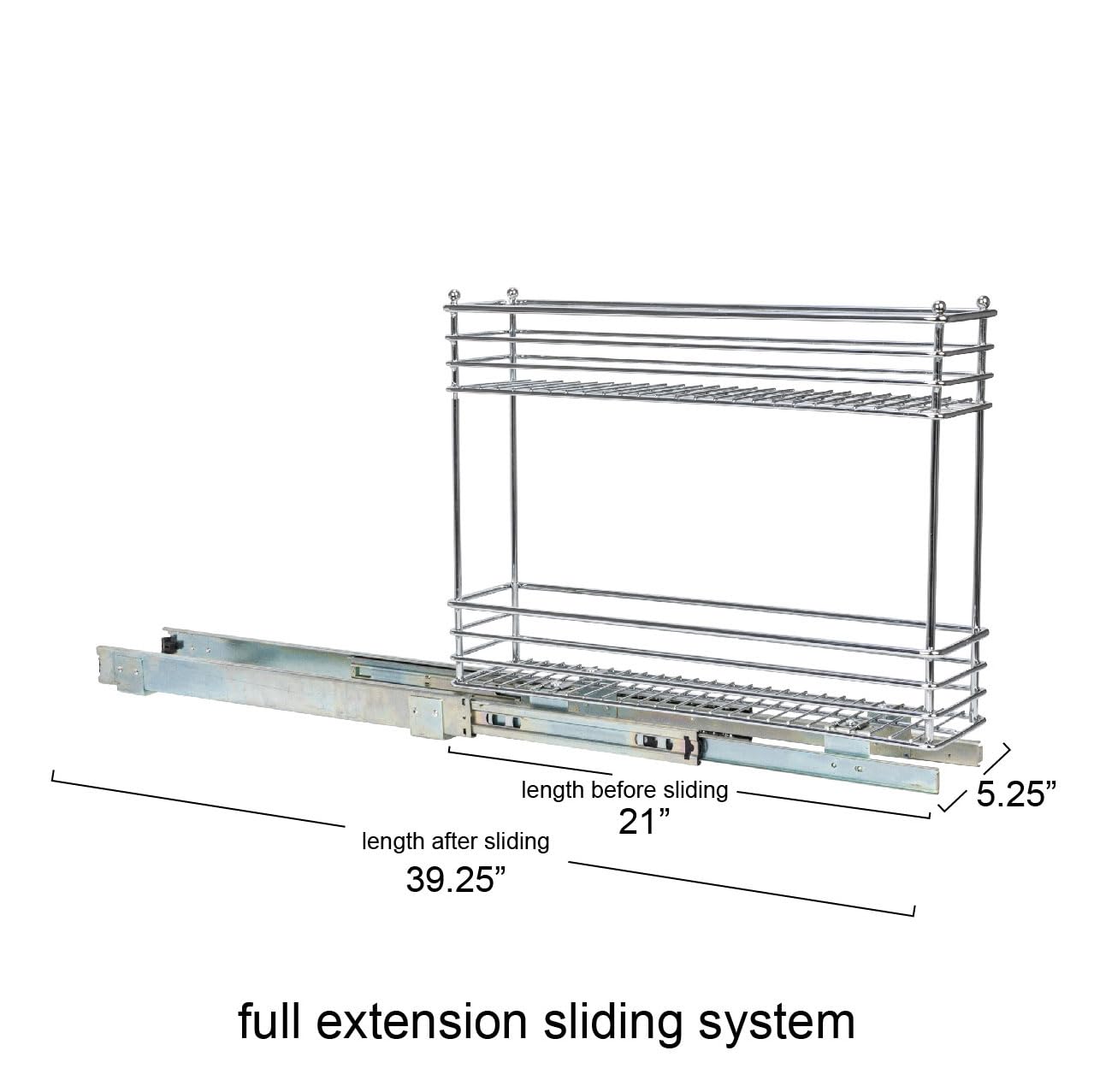 Household Essentials Chrome 2-Tier Sliding Cabinet Organizer, 5"