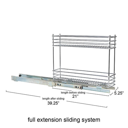 Household Essentials Chrome 2-Tier Sliding Cabinet Organizer, 5"