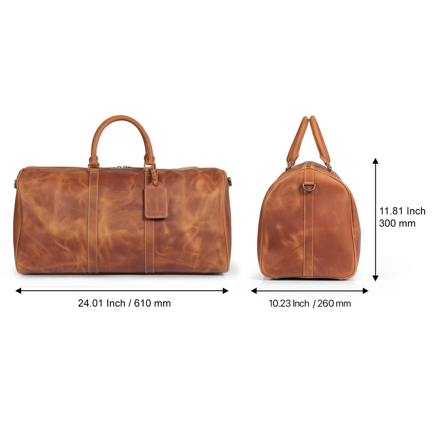 Londo Genuine Top Grain Leather Duffle Bag - Vintage Retro Travel Bag Overnight Weekender Bag Carry on Luggage Bag with Adjustable Shoulder Strap & Interior Pocket - Stylish Gym Bag for Men & Women