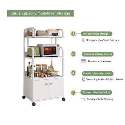 DHXIAMZ Rolling Microwave Storage Rack Kitchen Cabinet nizer Multi-Purpose Shelf for Entryway Living Room Bakery - Maple Finish 52x34x126.5CM