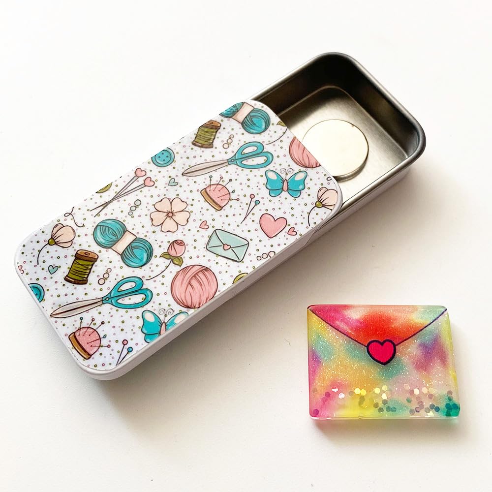 Magnetic Sewing Needle Box Flower Yarn Butterfly Pattern and Adorable Envelope Needle Minder for Cross Stitch Embroidery Needlecraft