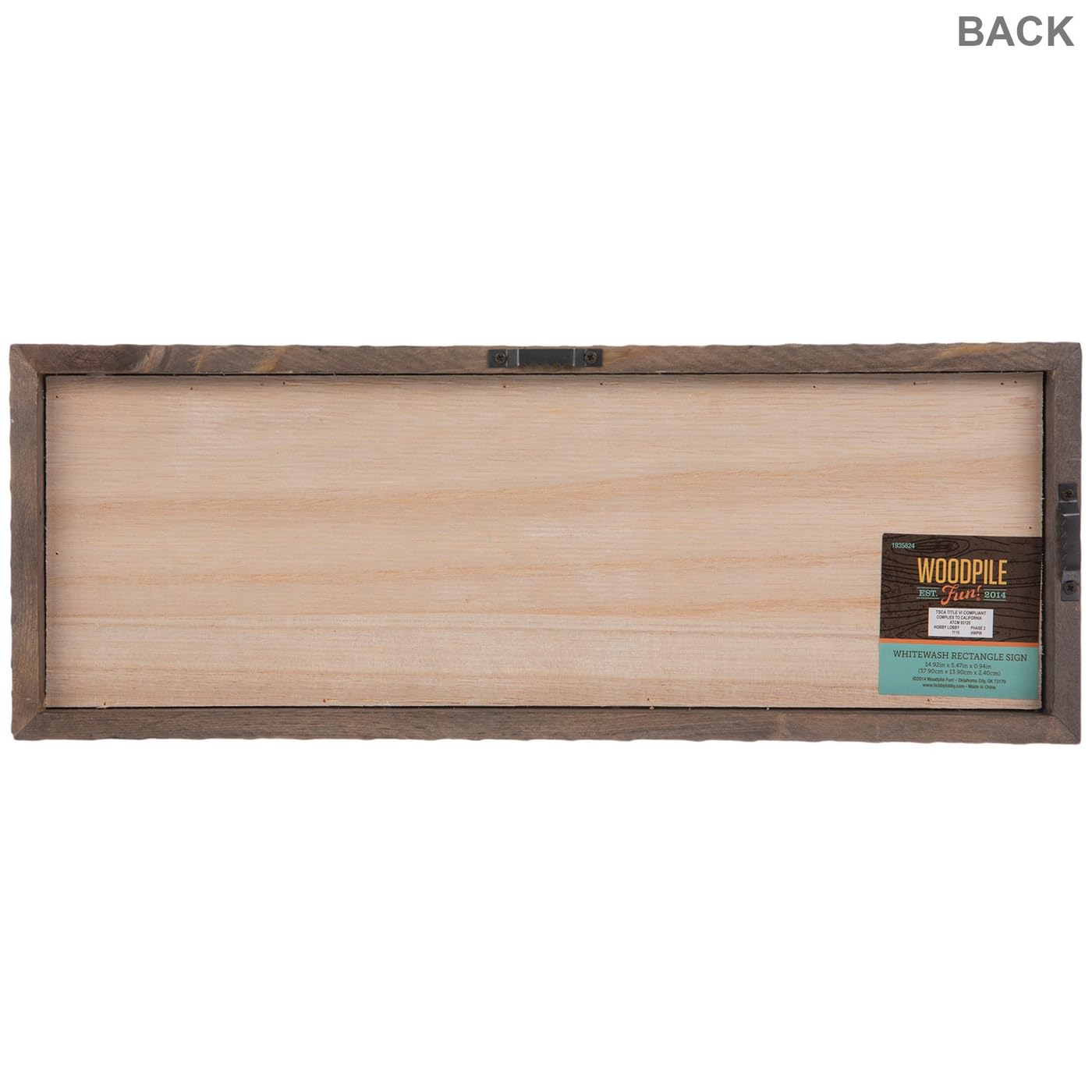 Hobby Lobby Unfinished Rustic Wood Wall Decor Sign, 14 7/8" x 5 1/2" inches (37.78 x 13.97 cm), Whitewash Interior, Brown Frame, DIY Craft Project