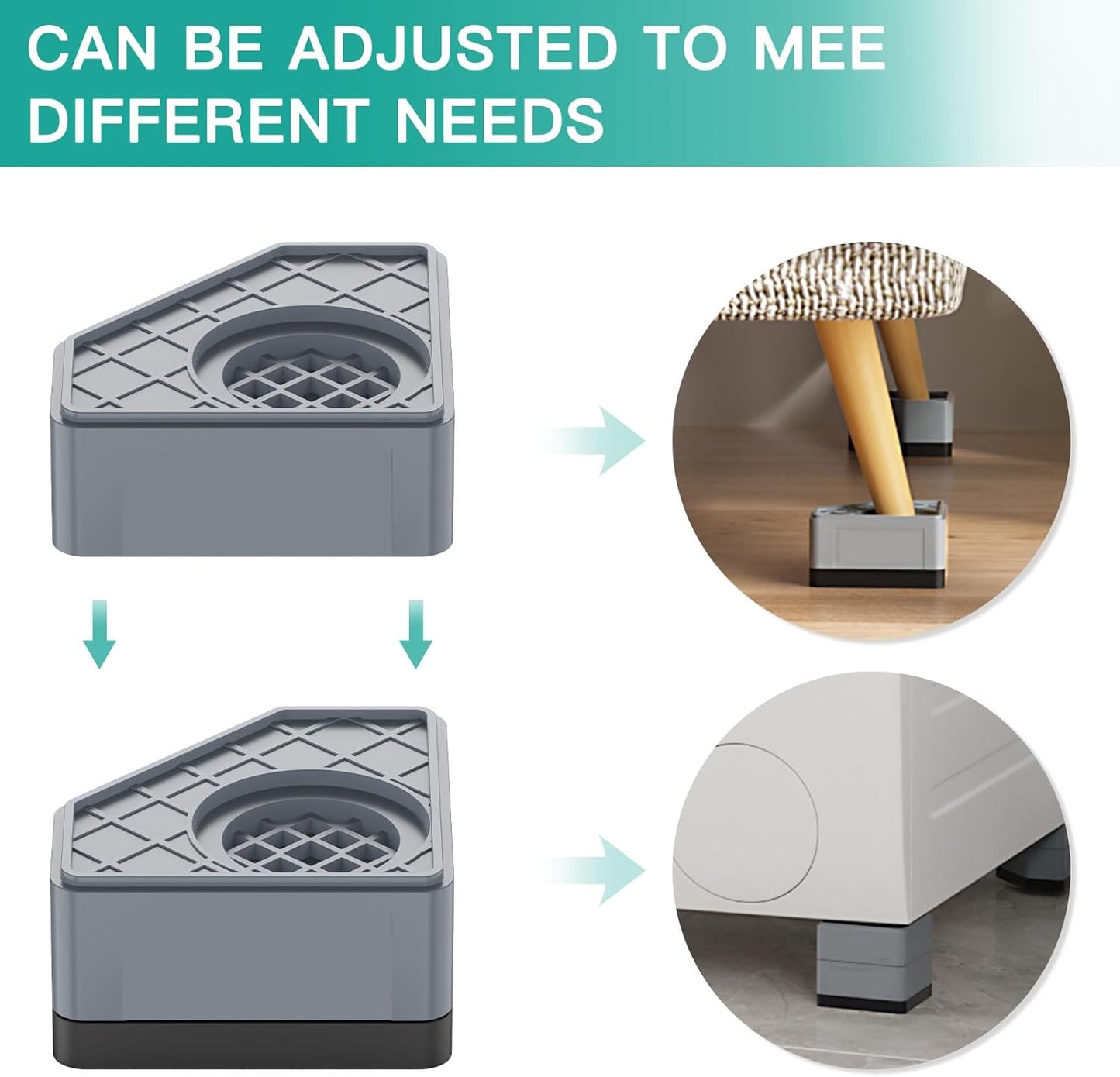 SEISSO Anti Vibration Pads, Noise Cancelling Rubber Feet Mat for Washing Machine, Stabilizer Prevents Walking