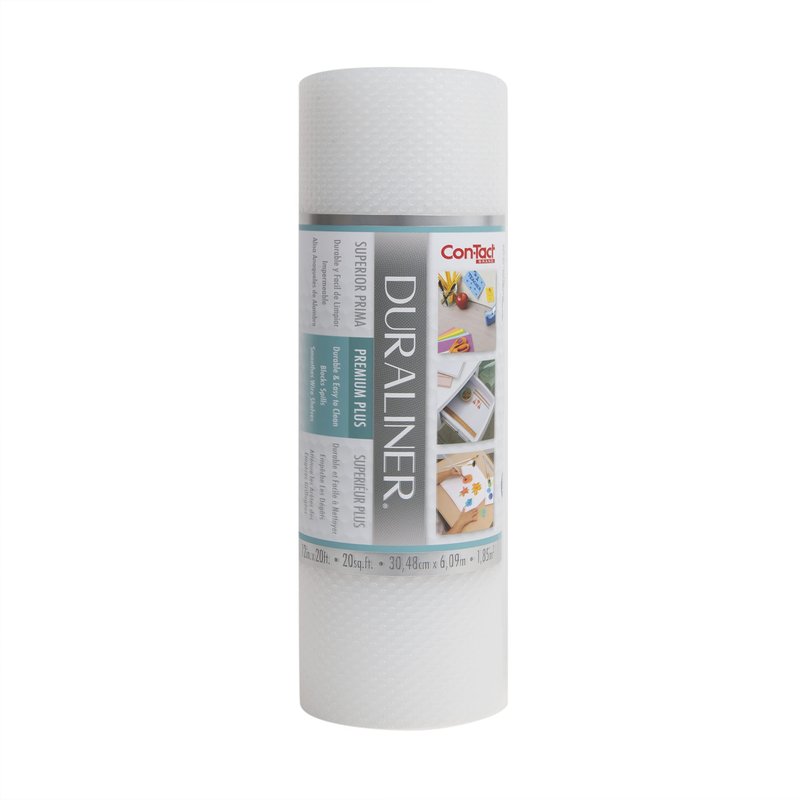 Con-Tact Brand Duraliner Premium Plus Heavy Duty Non-Adhesive Shelf and Drawer Liner, 12" x 20', Clear Nova Dots (12" x 20')