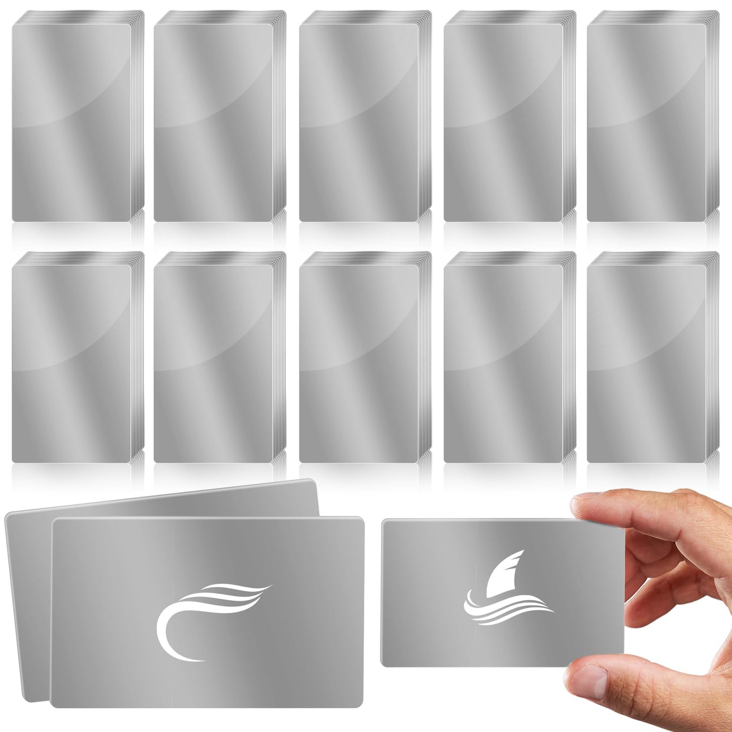 weparmeety 100 Pcs Sliver Metal Engraving Blanks Colorful Aluminum Sheet Laser Engraving Business Card Multipurpose DIY Gift Cards 86 x 54 x 0.21 mm