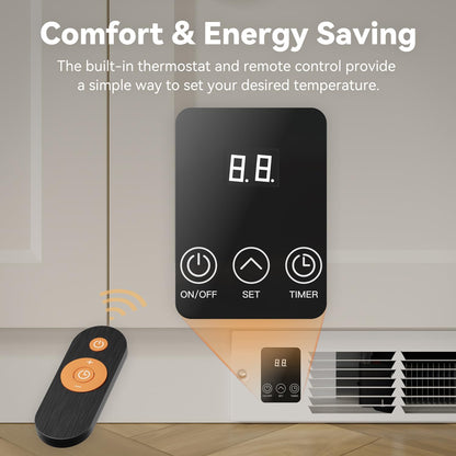 AIREPUSH Electric Kickspace Heater with Built-In Thermostat and Timer, 1500W Plinth Heater HTA15-ULTRA for Cabinet Kickspaces, Vanities and Stairways, White