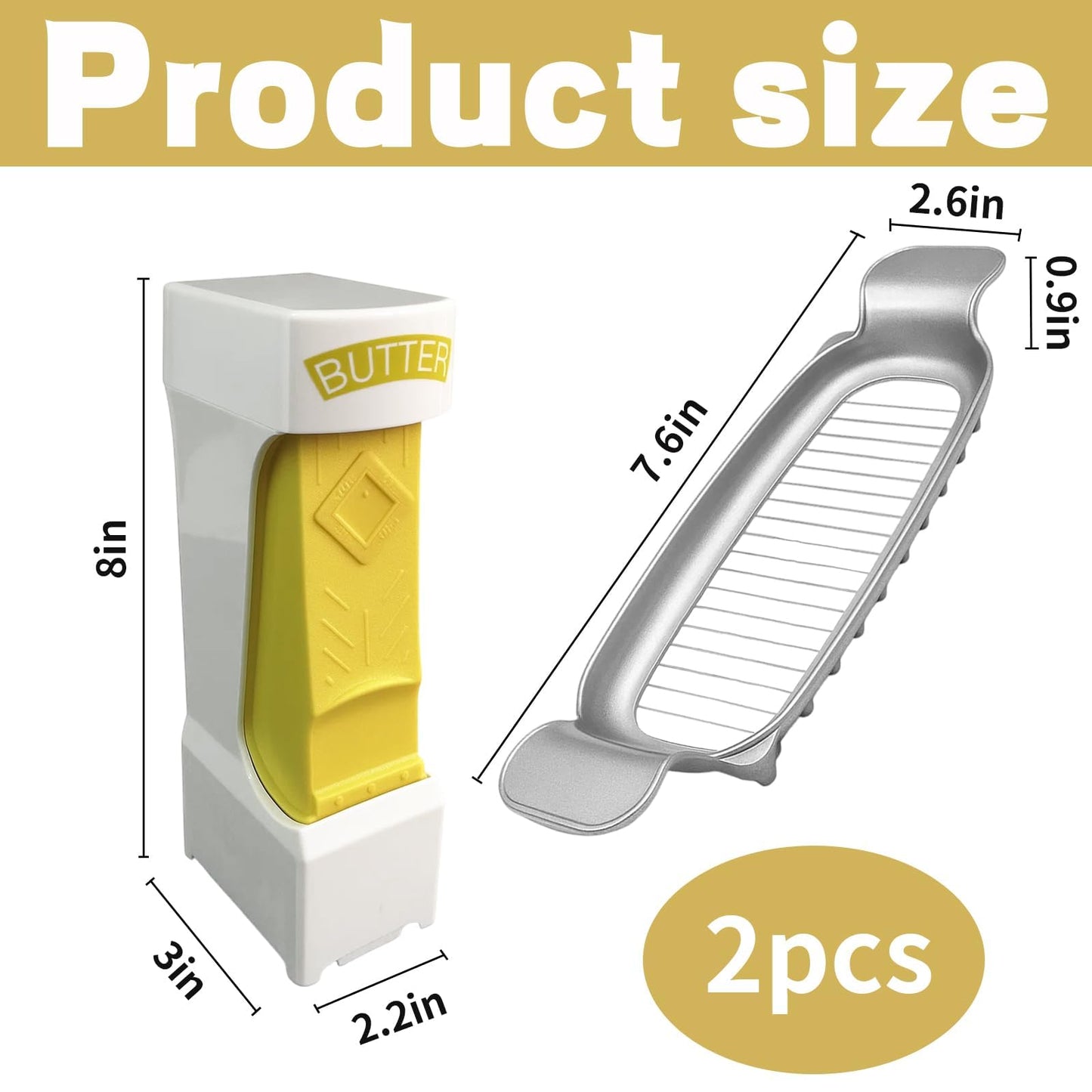 ZHLKHIOP 2-Piece Butter Slicer with Sealed Storage Lid, Cheese Splitter with Stainless Steel Blade, Airtight Container for Refrigerator, Non-Stick Cheese/Chocolate Grater + Stand (Dishwasher Safe)
