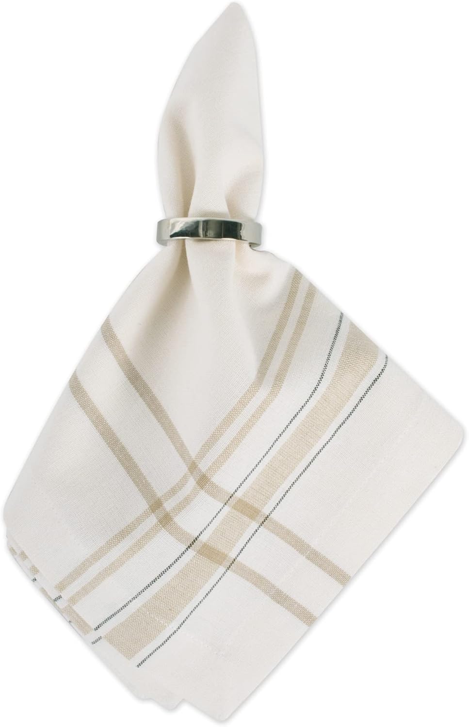DII French Stripe Tabletop Collection Dining Table Linen Napkin Set, 20x20, White Chambray, 6 Piece