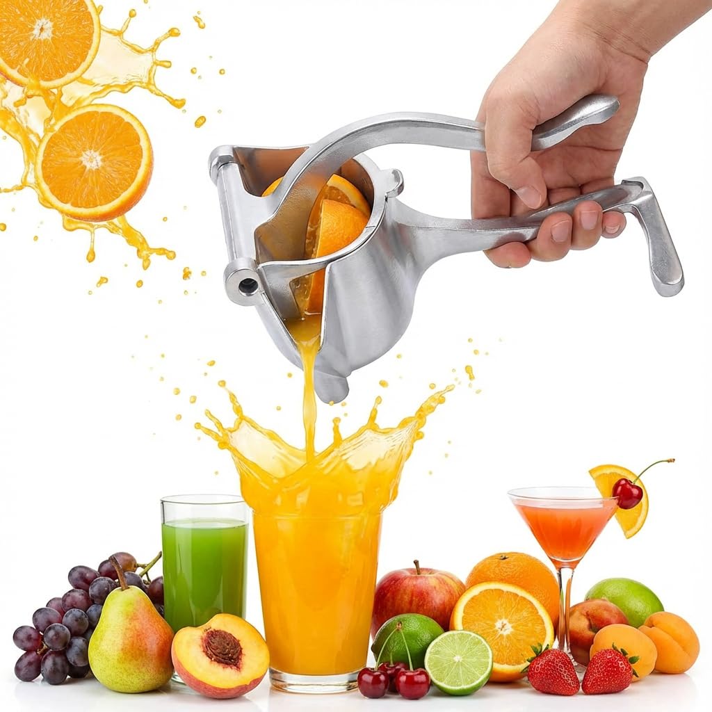 Fresh Fruit Juice Extractor, 2026 Upgrade Aluminum Hand Juicer Squeezer Lemon Juicer Manual Hand Press with Ergonomic Grip, Easy to Clean for Orange Citrus Pomegranate Lime Grapefruit Kitchen Tool