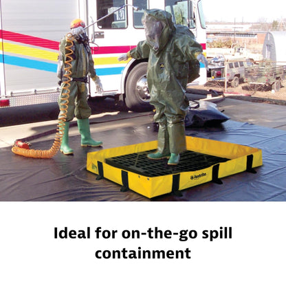 Justrite Rigid-Lock QuickBerm® Lite, 4' x 6' x 8" Folding Oil Spill Containment Berm, 119 Gallon Spill Capacity, PVC Coated Fabric, Made in The USA, Yellow, 28372