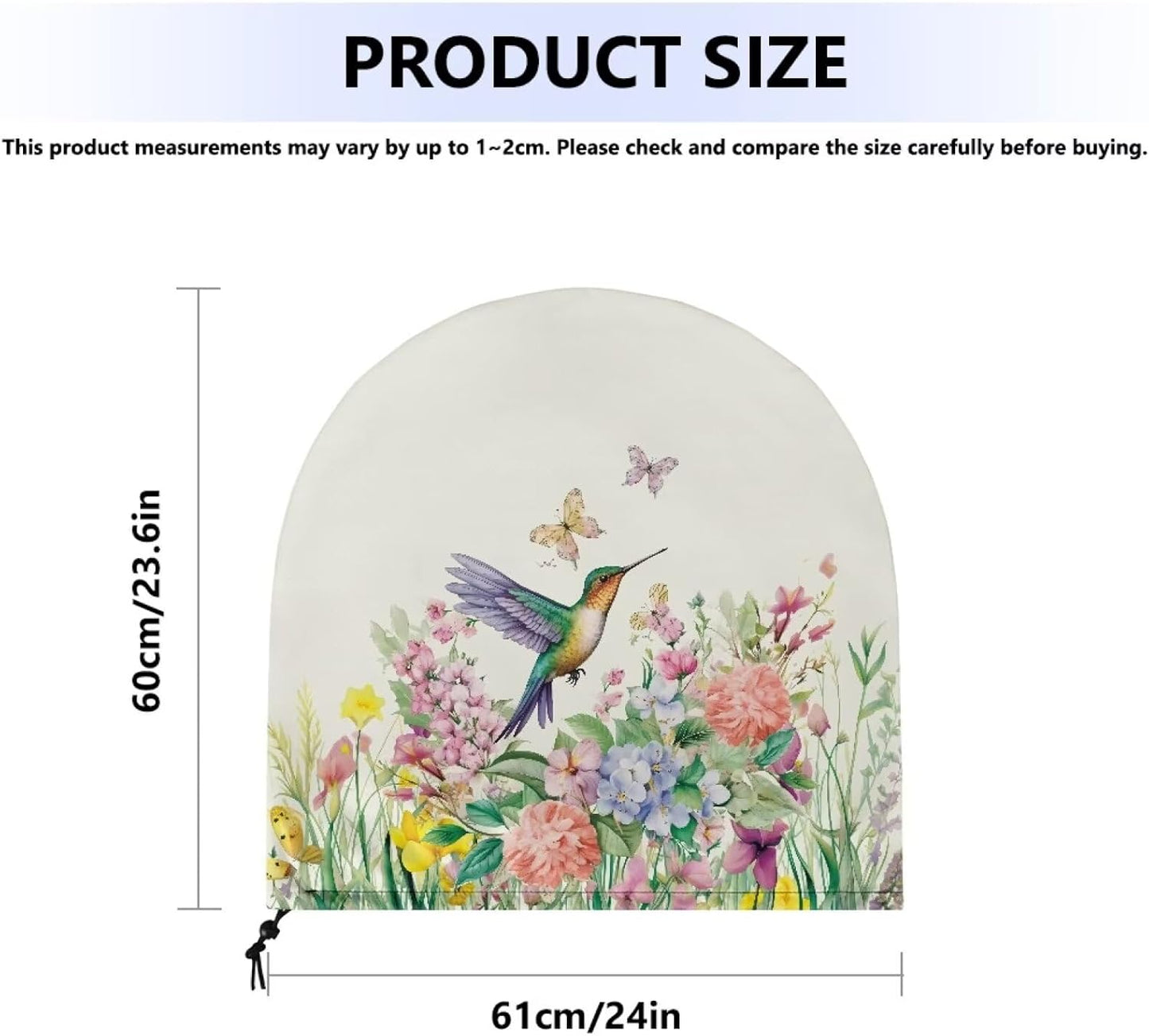 Floral Hummingbird Print Lightweight Shop Fan Cover, Removable Dust Cover for Classroom, Easy to Store