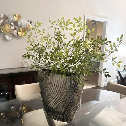 HANDIC Artificial Plants Stems 2pcs Branches for Vase Faux Greenery Stems Plant for Shop Garden Office Home Décor (45"/Each Branch) (2, Green)