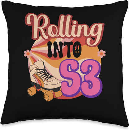 In-line Skates Towards 1973 Rolling Into 53 Throw Pillow, Multicolor, 16x16