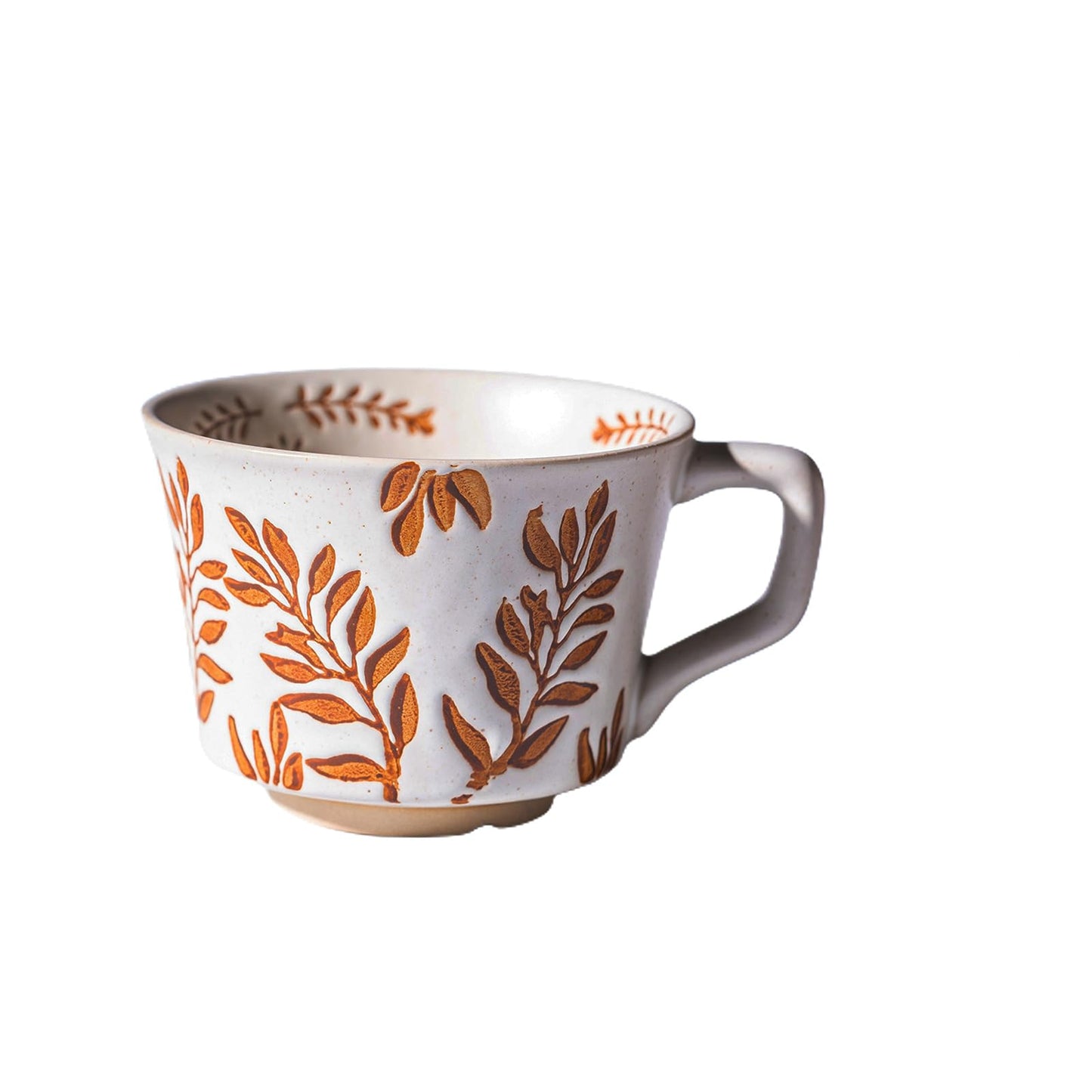 Handmade Ceramic Mugs, 12 oz Coffee Cups, Tea Mugs, Farmhouser Mug, Luxurious Cups for Office Home Microwavable, Porcelain Coffee Cups With Handle - Modern, Boho, Unique Style Wisteria Leaves