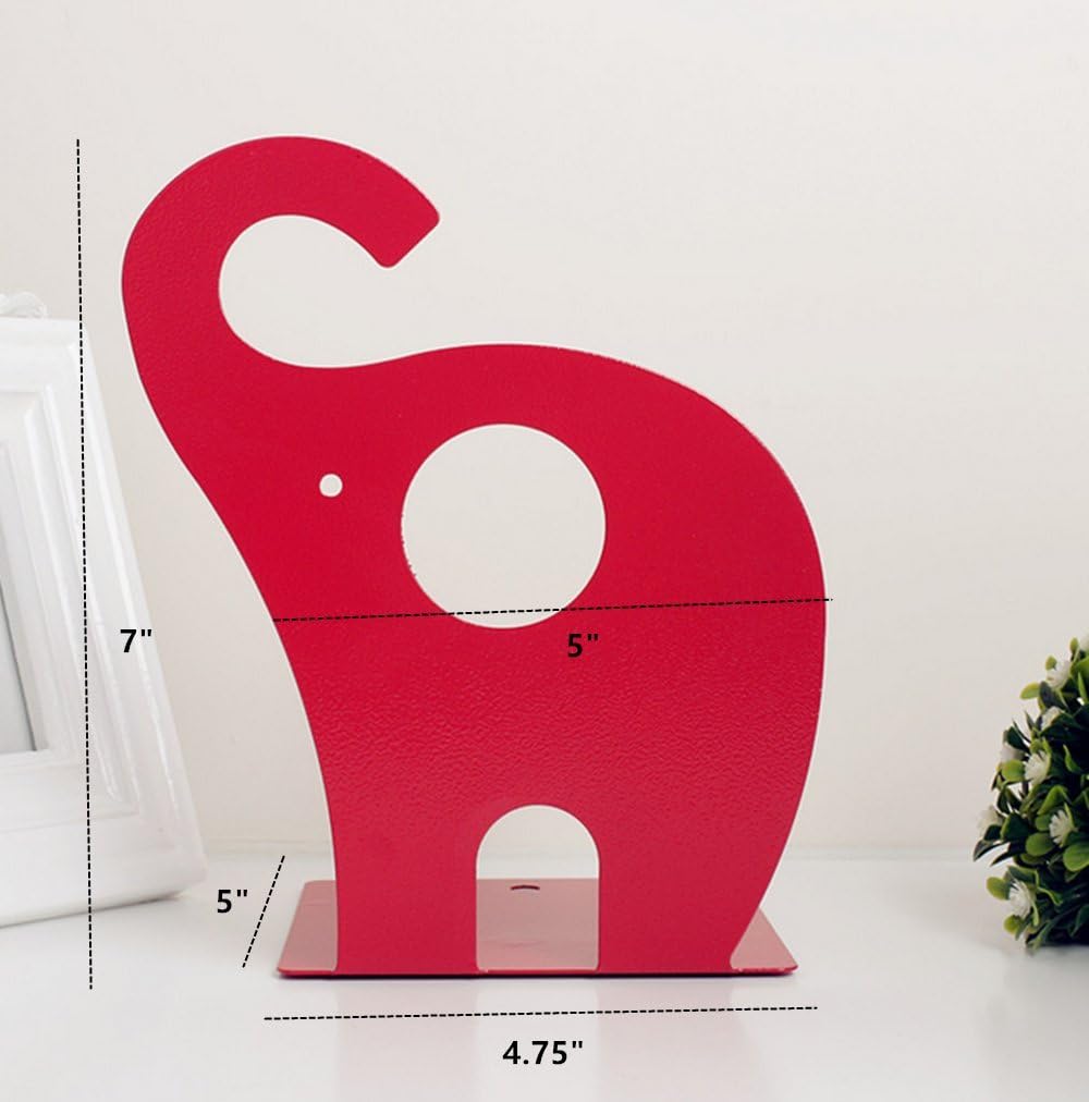 1 Leoyoubei Vintage Bookends with Felt Pads to Protect Bookshelf Bookcase Non-slip heavy steel Elephant pairs white