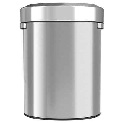 iTouchless 18 Gallon Stainless Steel Semi-Round Open Top Trash Can and Recycle Bin, 68 Liter, Slim and Space-Saving Design for Home, Office, Kitchen, Restaurant, Restroom, Large Capacity