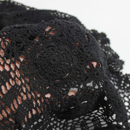 KEPSWET Cotton Handmade Crochet Lace Table Runner - Black Rectangle Coffee Table Dresser Decor (14x48 inch)