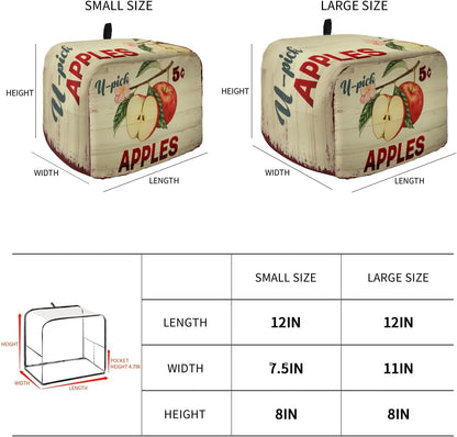 Toaster Cover, Tasty Apples 5 Cents Vintage Country Style 4 Slice, Soft Washable Dust-proof Cover with Pockets for