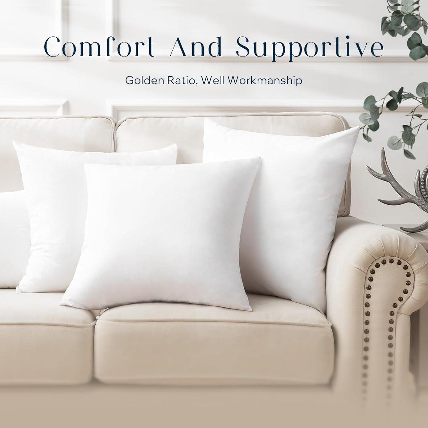 Phantoscope Premium Outdoor Pillow Inserts - Water Resistant Polyester Throw Pillows | 16" x 16" - Pack of 2