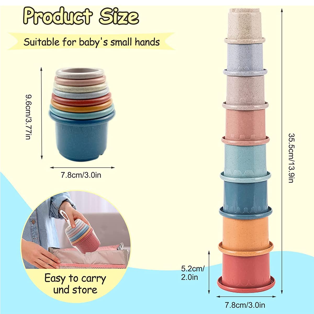 Cosaway Baby Stacking Nesting Cups Toys for Baby 6 to 12 Months, Montessori Toys for Toddler Gifts 1 2 3 Year Old