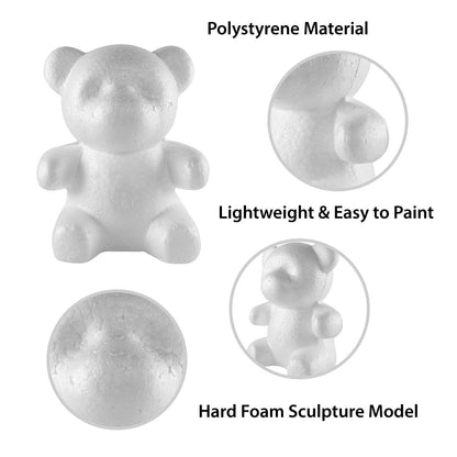 Super Z Outlet Foam Teddy Bear Shaped Round Nose Polystyrene Arts and Crafts Blank White DIY Mould Scultpture for Party Decorations, Wedding, Floral Arrangements (20cm x 13cm) (Pack of 2)