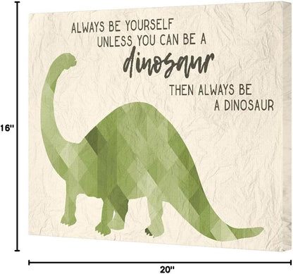 The Stupell Home Décor Collection Always Be a Dinosaur Brachiosaurus Stretched Canvas Wall Art, 16 x 20