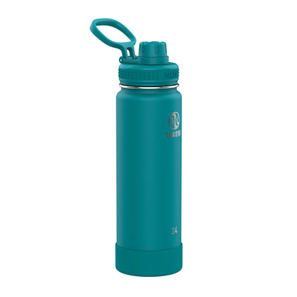 Takeya Actives Water Bottle with Spout Lid - Bottle with Double Stainless Steel Insulation - Dishwasher Safe & BPA-Free - Bottle with Spout Lid & Removable Bumper - 24 oz, Mystic Blue