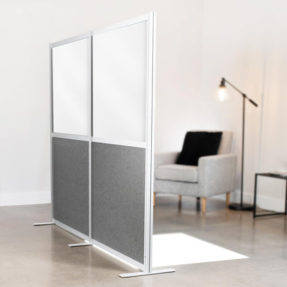 VIVO Modular Wall System, 2 PET and Whiteboard Panels, Professional Office Cubicle Dividers, Freestanding Privacy-Screen, 66 inches High, White and Dark Gray, PP-MWS63WB