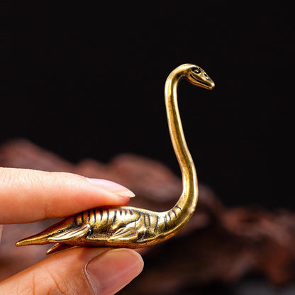 1PC CHOVY Solid Brass Loch Ness Monster Figurine - Enigmatic Home Decor, Perfect Collectible Art Piece for Desk