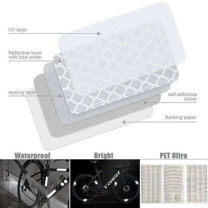 Hsathoac 42Pcs Reflective Stickers, Reflective Decals Multi Shapes Kit, Waterproof Outdoor Safety Warning Reflective Stickers, Night Visibility Adhesive Stickers for Helmet, Bicycle, Car & Stroller