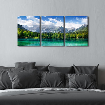 National Park Pictures for Living Room - Alps Sunset Lake Tree Landscape Canvas Artwork, 36" Wx16 H