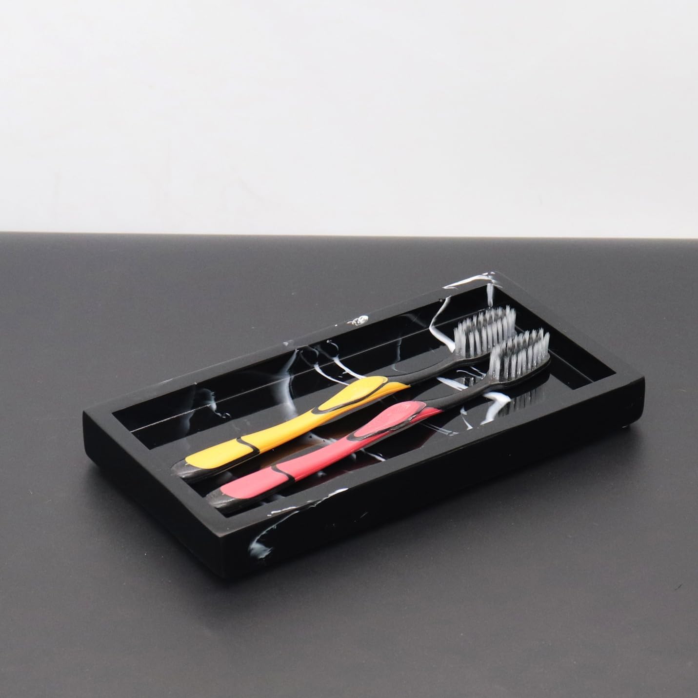 Bathroom Vanity Tray, Black Marble Countertop and Vanity Tray, Resin Tray for Bathroom Decor