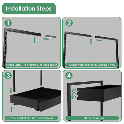 REALINN Expandable Under Sink Organizers and Storage, 2 Tier Under Cabinet Organizer, Heights Adjustable Pull Out Rack for Kitchen Bathroom Laundry, Black, 2 Pack