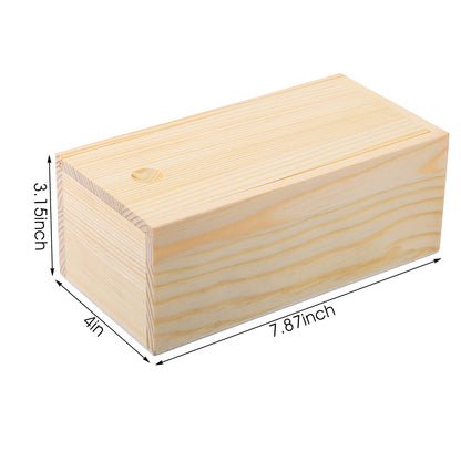 4 Pack Unfinished Wood Storage Box with Slide Lid, Blank Natural Wood Case Container for DIY Craft, Jewelry Storage, Gift Box, Hobbies, 7.87 x 4 x 3.15 Inch