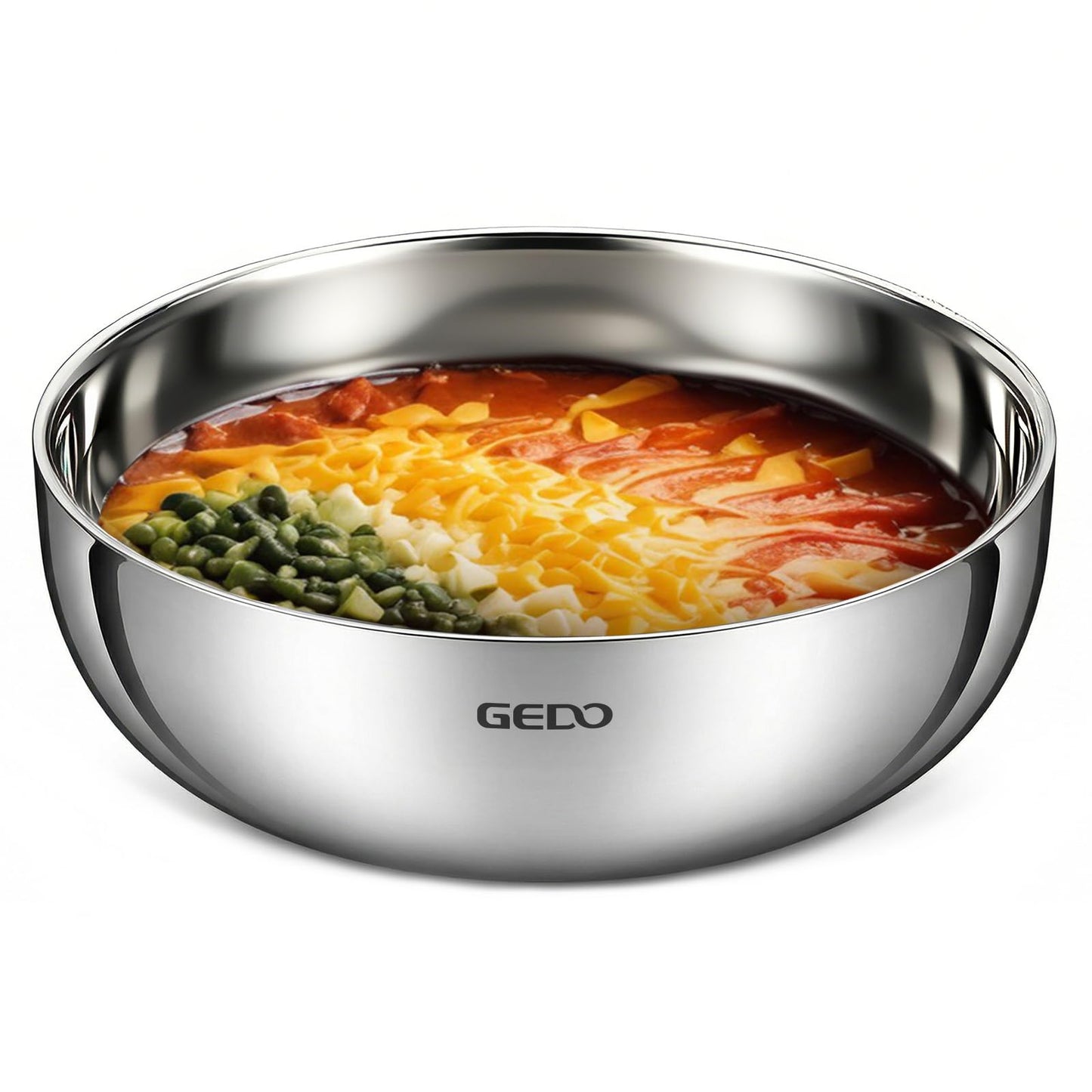 GEDO Triple-Layer 304 Stainless Steel Mixing Bowl, All Stovetop Compatible Deep Large Capacity Bowl with Non-Stick Mirror Polished Interior for Kneading Dough, Baking, Cooking (11in / 28cm)