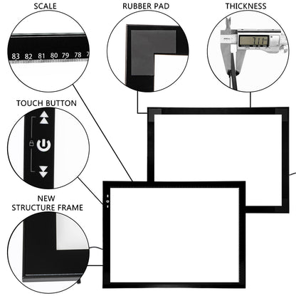 HSK A1 LED Artist tracing Light Box Copy Table, Adjustable High Brightness Light Pad for Tatto Drawing, Sketching, Animation,Diamond Painting Accessories