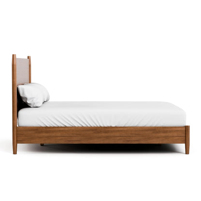Furniture of America Wyatt Modern Solid Wood Queen Bed Frame with Headboard, Wooden Bedframe for Bedroom, Guest Room, No Box Spring Needed, Walnut, Standard Platform