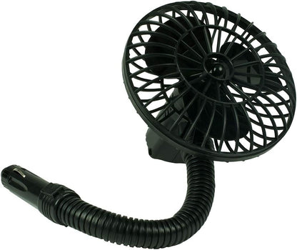 Koolatron 12V Mini Car Fan: Direct Plug-in Portable Fan with Flexible Neck for Cans, Vans, Trucks, RVs, Boats